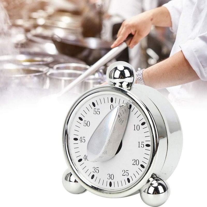 woobles Baking Timer Mechanical Cooking Reminder 60 Minute Kitchen Timer, Silver - Image 4